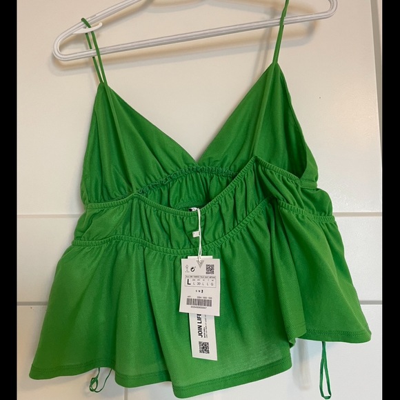 Zara Green Flare V Neck Tank Blouse - Picture 5 of 5